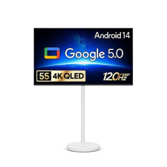 [더함] 스마트 구글 5.0 OS 안드로이드 14 QLED TV 55인치 + 이동형스탠드