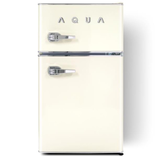 [하이얼] AQUA 미드센츄리모던 레트로 미니 2도어 냉장고 82L 아이보리