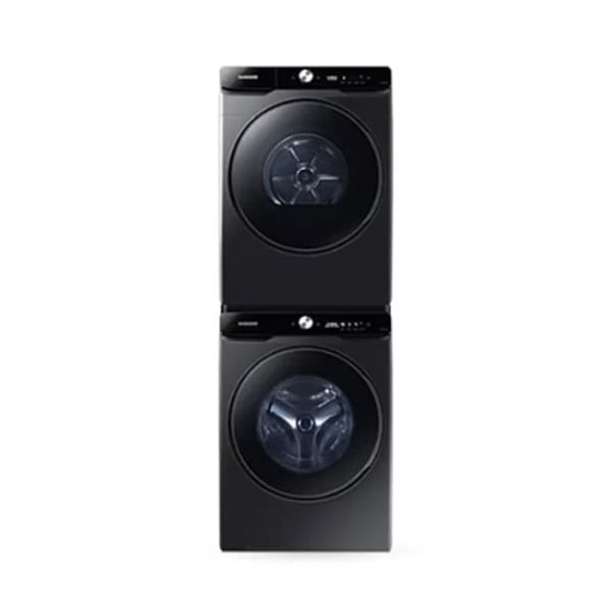 [삼성] 비스포크 AI 세탁기 25kg + 건조기 21kg + 상단 설치 키트 (블랙캐비어)