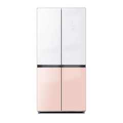 [하이얼] 글램글라스 4도어 냉장고 433L 글램화이트/피치핑크